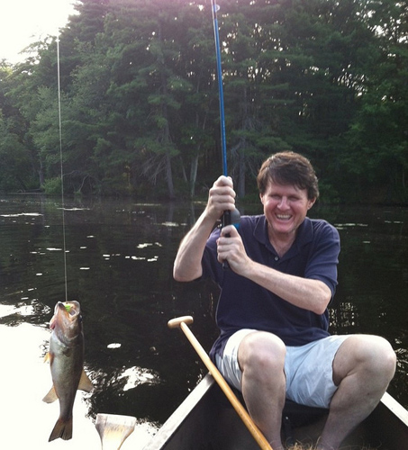 John Briscoe catching fish.: Photograph courtesy of SIWI.